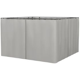 Outsunny 9.84' x 9.84' Universal Gazebo Sidewall Set with 4 Panel 40 Hook/C-Ring Included for Pergolas & Cabanas Light Gray