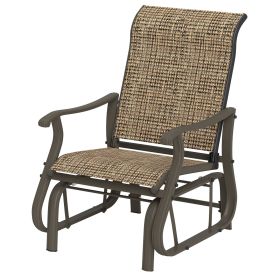 Outsunny Outdoor Glider Chair Patio Glider Swing Chair with Mesh Seat, Steel Frame for Backyard, Garden, Porch, Light Mixed Brown
