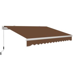 Outsunny 13' x 8' Manual Retractable Sun Shade Patio Awning with Durable Design & Adjustable Length Canopy, Coffee Brown