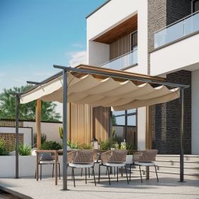 Outsunny Retractable Patio Gazebo Pergola 11.5'x11.5' UV Resistant Canopy Steel Frame