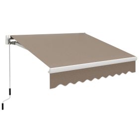 Outsunny 8' x 6.6' Patio Retractable Awning Manual Exterior Sun Shade Deck Window Cover, Brown