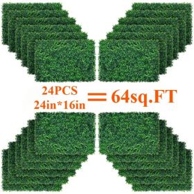 24Pcs 24in*16in Artificial Boxwood Topiary Hedge Plant Grass Backdrop Fence Privacy Screen Grass Wall Decoration For Balcony Garden Fence